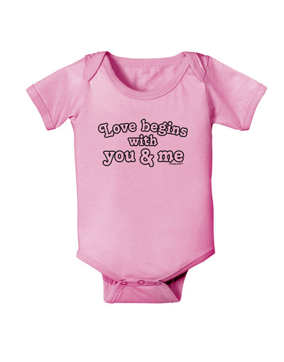 Love Begins With You and Me Baby Romper Bodysuit by TooLoud-Baby Romper-TooLoud-Pink-06-Months-Davson Sales