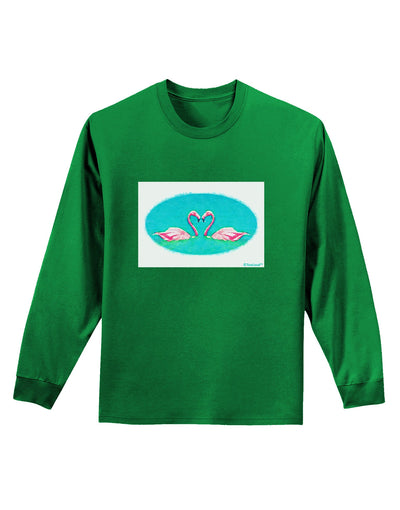 Love Birds - Flamingos Watercolor Adult Long Sleeve Dark T-Shirt-TooLoud-Kelly-Green-Small-Davson Sales