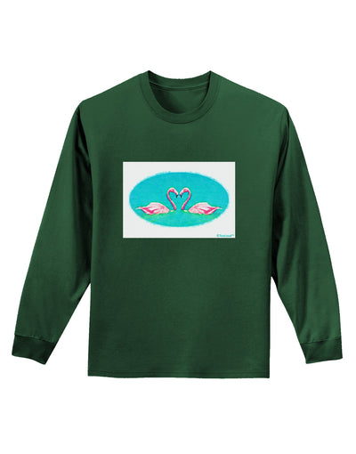 Love Birds - Flamingos Watercolor Adult Long Sleeve Dark T-Shirt-TooLoud-Dark-Green-Small-Davson Sales