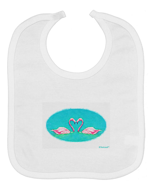 Love Birds - Flamingos Watercolor Baby Bib