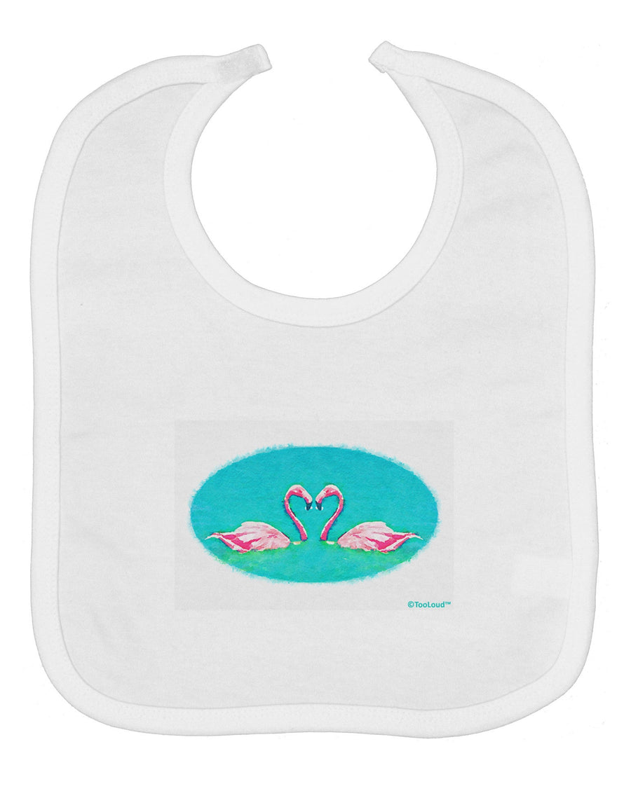 Love Birds - Flamingos Watercolor Baby Bib