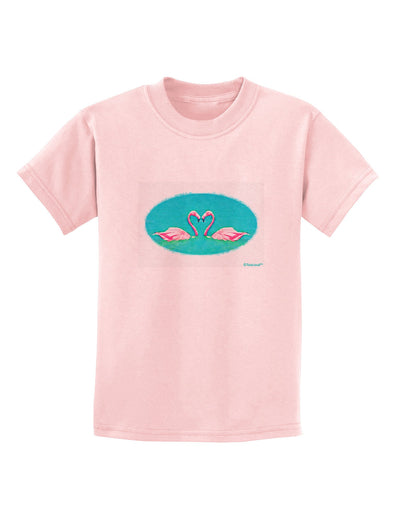 Love Birds - Flamingos Watercolor Childrens T-Shirt-Childrens T-Shirt-TooLoud-PalePink-X-Small-Davson Sales