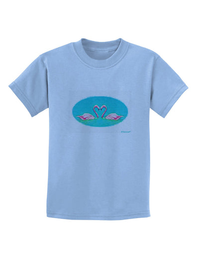 Love Birds - Flamingos Watercolor Childrens T-Shirt-Childrens T-Shirt-TooLoud-Light-Blue-X-Small-Davson Sales