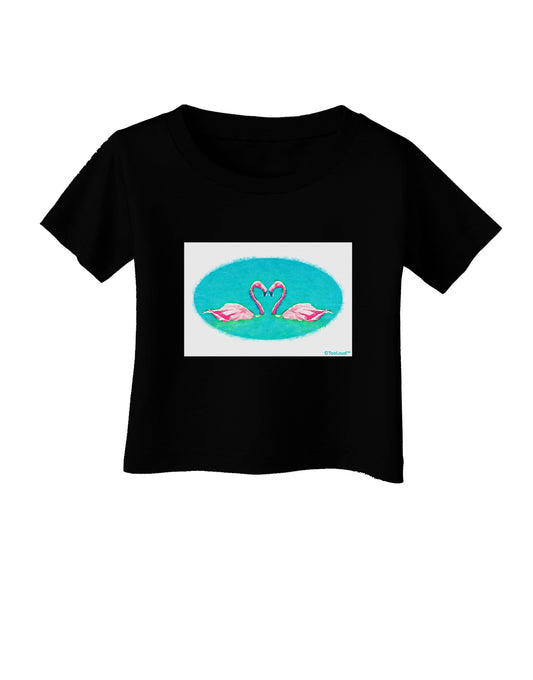 Love Birds - Flamingos Watercolor Infant T-Shirt Dark-Infant T-Shirt-TooLoud-Black-06-Months-Davson Sales