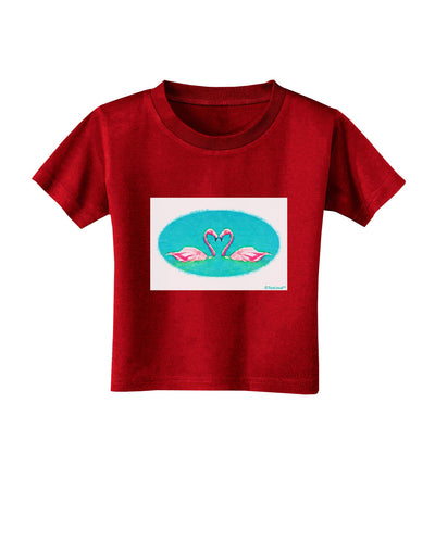 Love Birds - Flamingos Watercolor Toddler T-Shirt Dark-Toddler T-Shirt-TooLoud-Red-2T-Davson Sales