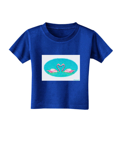 Love Birds - Flamingos Watercolor Toddler T-Shirt Dark-Toddler T-Shirt-TooLoud-Royal-Blue-2T-Davson Sales