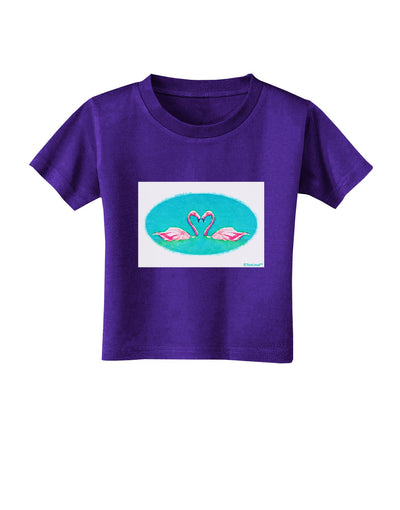 Love Birds - Flamingos Watercolor Toddler T-Shirt Dark-Toddler T-Shirt-TooLoud-Purple-2T-Davson Sales