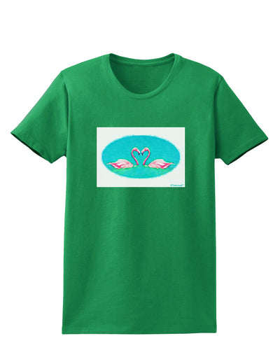 Love Birds - Flamingos Watercolor Womens Dark T-Shirt-TooLoud-Kelly-Green-X-Small-Davson Sales