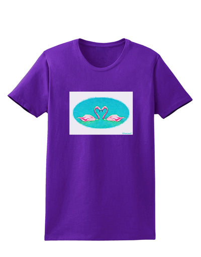 Love Birds - Flamingos Watercolor Womens Dark T-Shirt-TooLoud-Purple-X-Small-Davson Sales