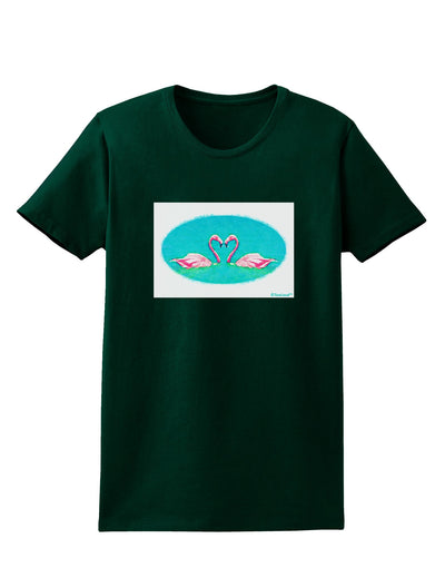 Love Birds - Flamingos Watercolor Womens Dark T-Shirt-TooLoud-Forest-Green-Small-Davson Sales