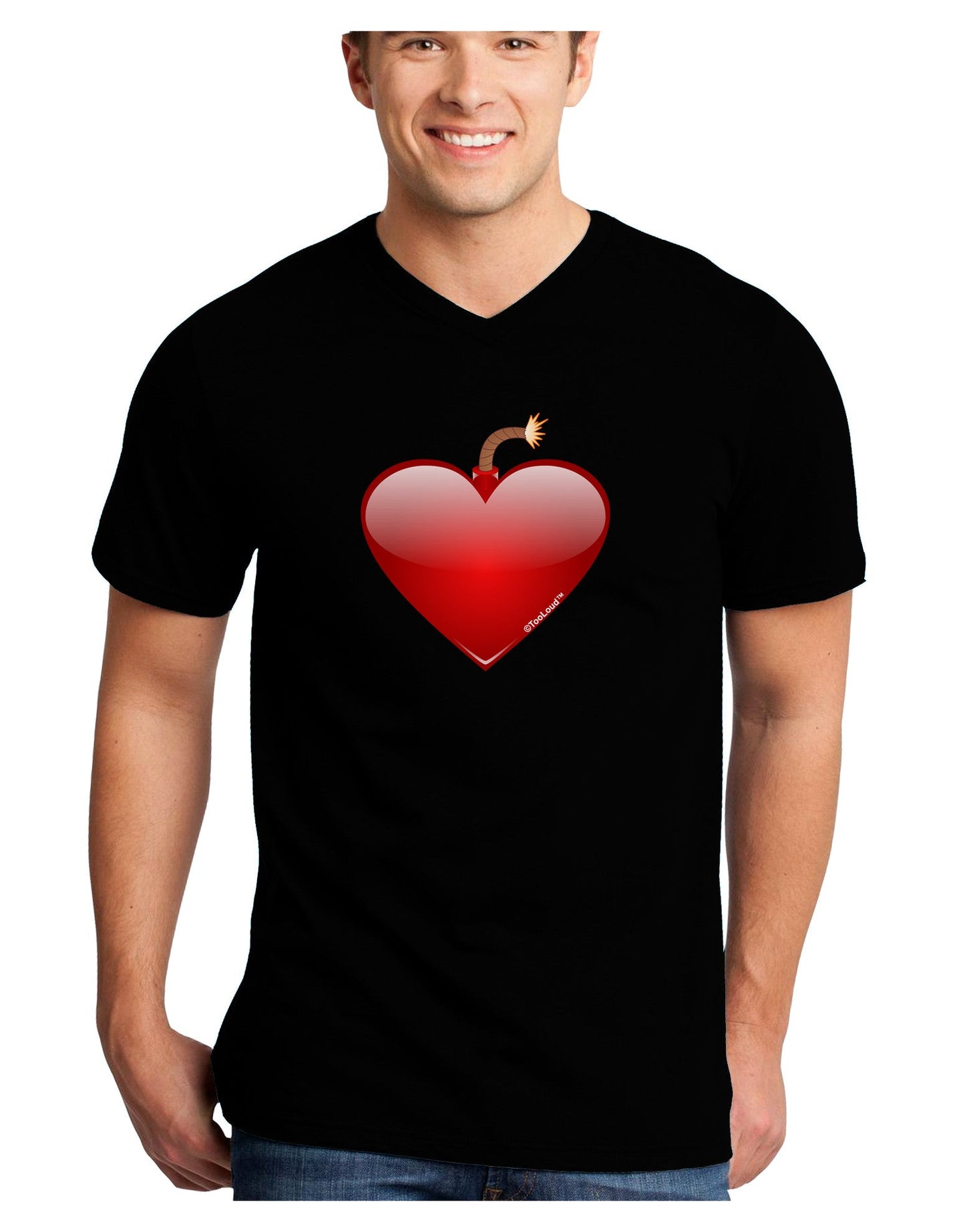 Love Bomb Adult Dark V-Neck T-Shirt-TooLoud-Black-Small-Davson Sales