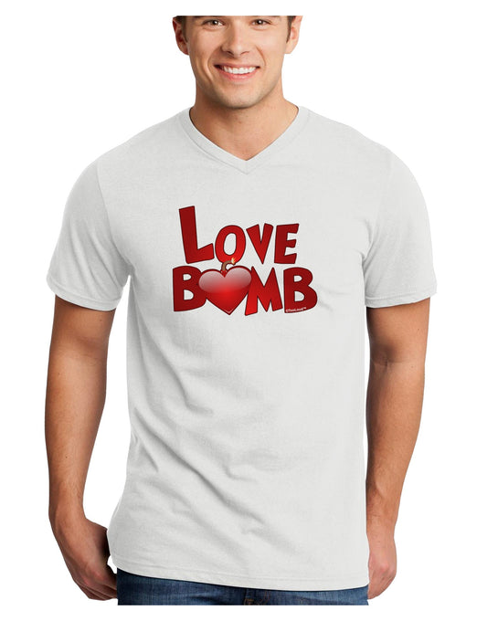 Love Bomb Text Adult V-Neck T-shirt-Mens V-Neck T-Shirt-TooLoud-White-Small-Davson Sales
