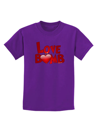 Love Bomb Text Childrens Dark T-Shirt-Childrens T-Shirt-TooLoud-Purple-X-Small-Davson Sales