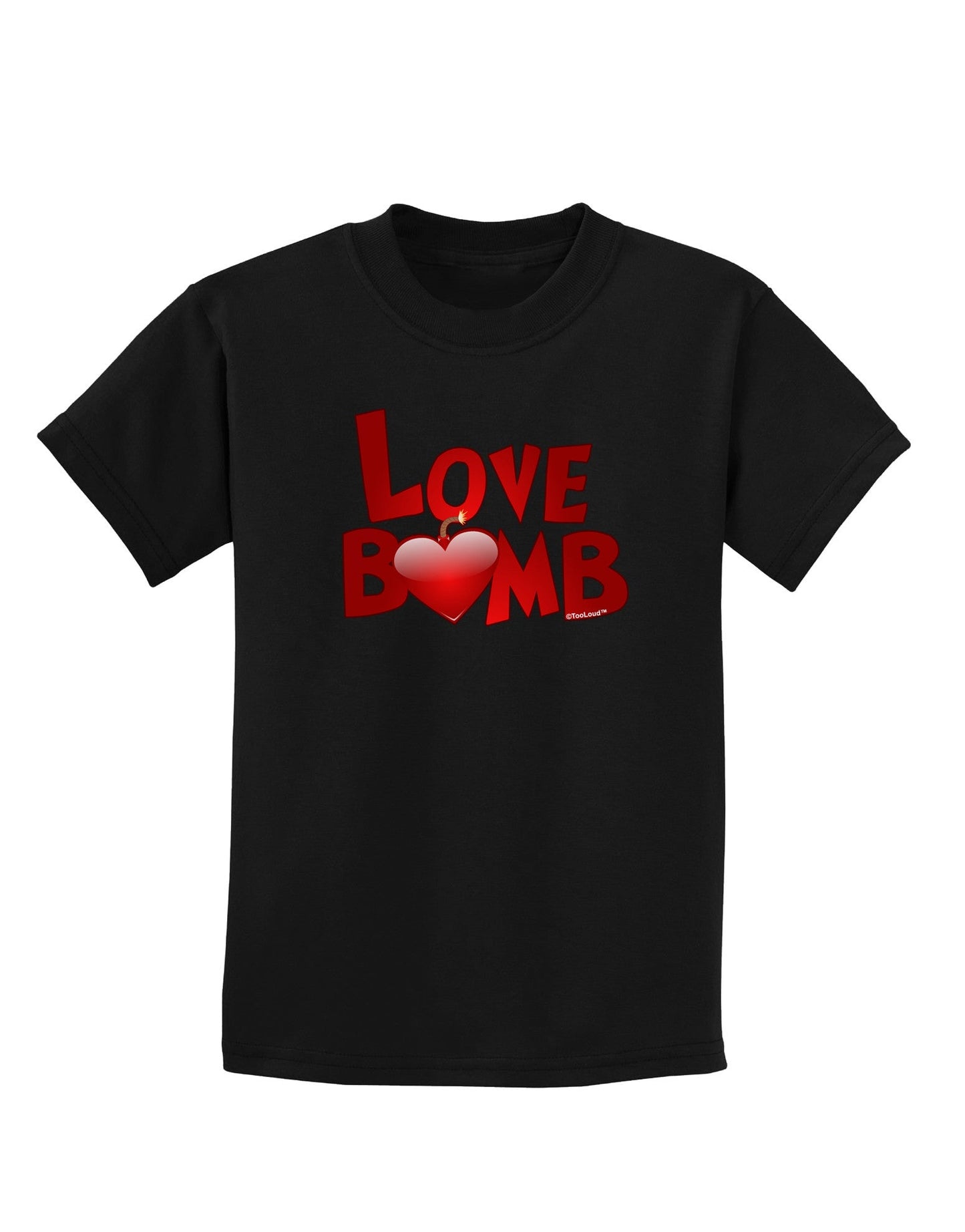 Love Bomb Text Childrens Dark T-Shirt-Childrens T-Shirt-TooLoud-Black-X-Small-Davson Sales