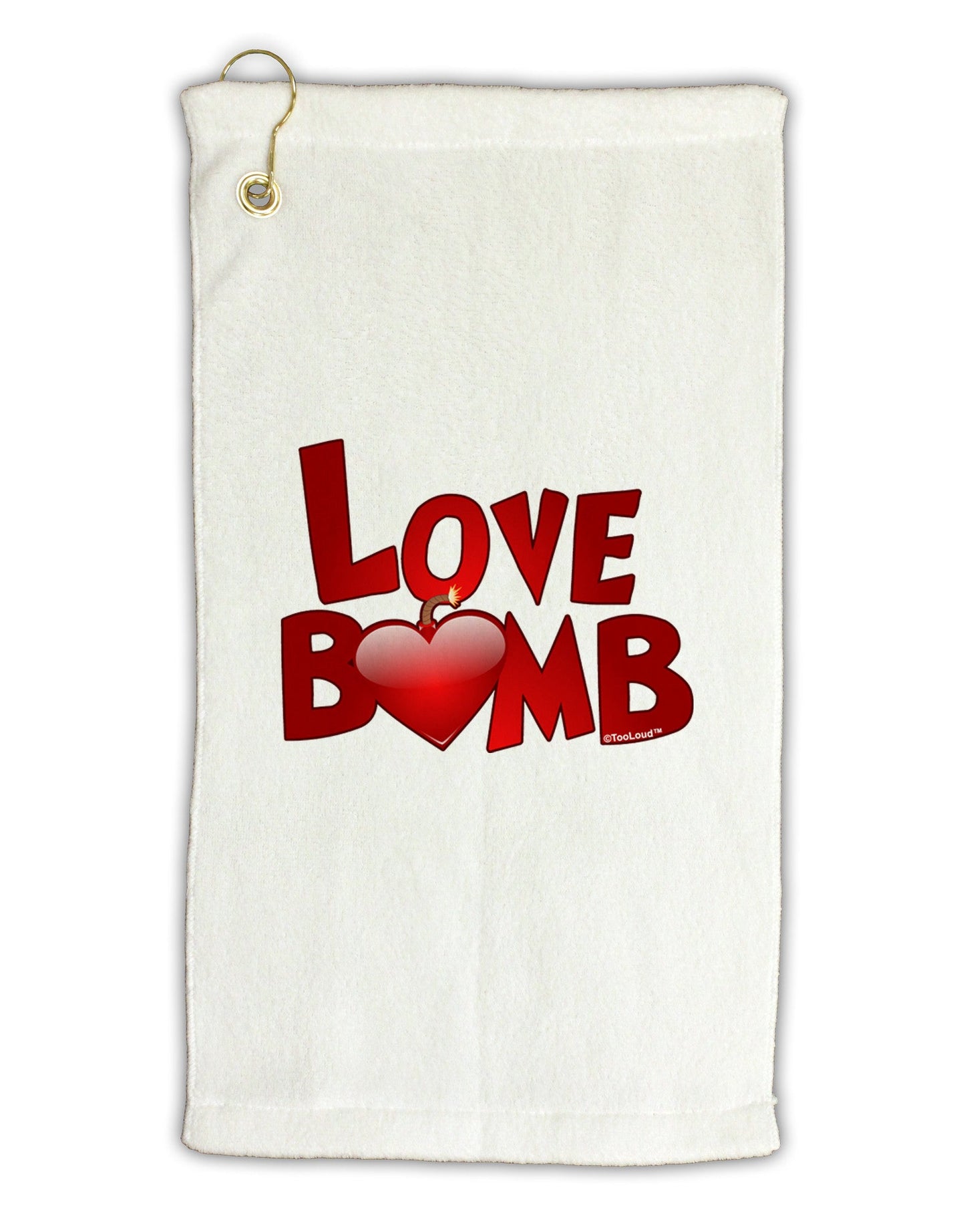 Love Bomb Text Micro Terry Gromet Golf Towel 11"x19-Golf Towel-TooLoud-White-Davson Sales