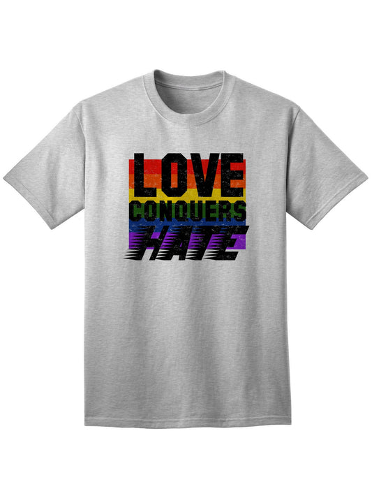 Love Conquers Hate Distressed Adult Mens and Womens T-Shirt-Womens T-Shirt-TooLoud-Ash Gray-Small-Davson Sales