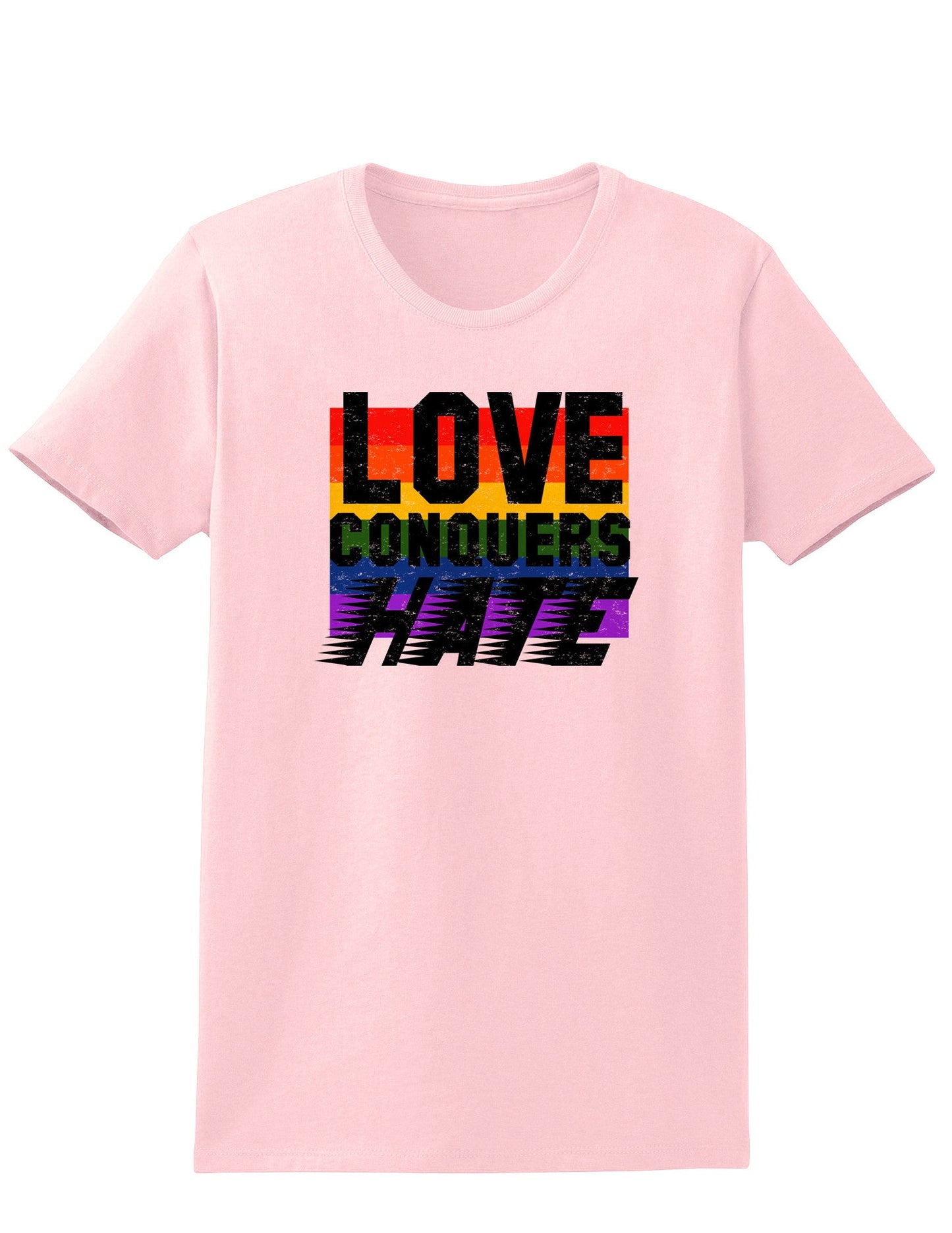 Love Conquers Hate Distressed Adult Womens T-Shirt-Womens T-Shirt-TooLoud-Pale Pink-Small-Davson Sales