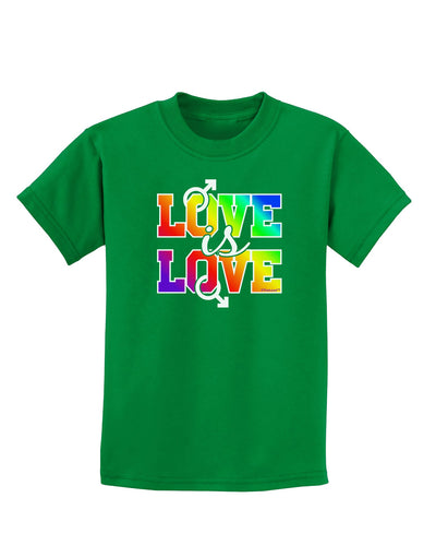 Love Is Love Gay Pride Childrens Dark T-Shirt-Childrens T-Shirt-TooLoud-Kelly-Green-X-Small-Davson Sales