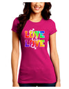 Love Is Love Gay Pride Juniors Petite Crew Dark T-Shirt-T-Shirts Juniors Tops-TooLoud-Hot-Pink-Juniors Fitted Small-Davson Sales