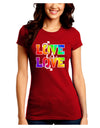 Love Is Love Gay Pride Juniors Petite Crew Dark T-Shirt-T-Shirts Juniors Tops-TooLoud-Red-Juniors Fitted Small-Davson Sales