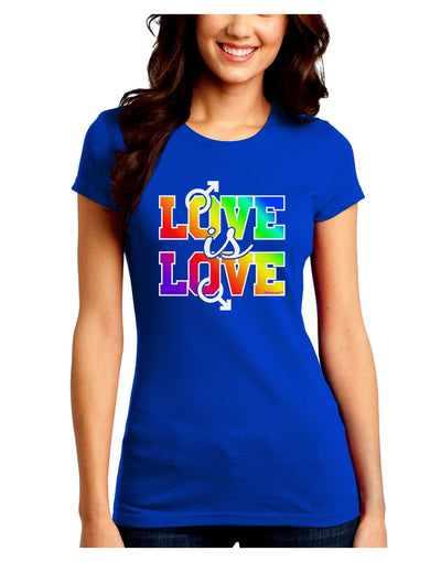 Love Is Love Gay Pride Juniors Petite Crew Dark T-Shirt-T-Shirts Juniors Tops-TooLoud-Royal-Blue-Juniors Fitted Small-Davson Sales