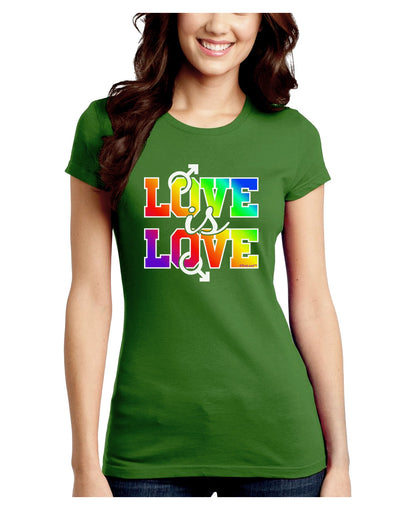 Love Is Love Gay Pride Juniors Petite Crew Dark T-Shirt-T-Shirts Juniors Tops-TooLoud-Kiwi-Green-Juniors Fitted Small-Davson Sales