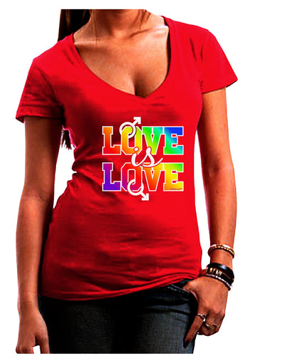 Love Is Love Gay Pride Womens V-Neck Dark T-Shirt-Womens V-Neck T-Shirts-TooLoud-Red-Juniors Fitted Small-Davson Sales