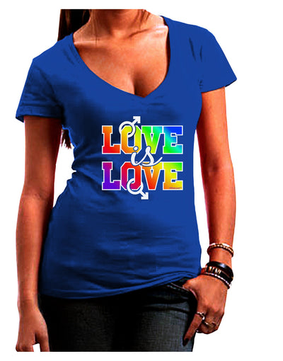 Love Is Love Gay Pride Womens V-Neck Dark T-Shirt-Womens V-Neck T-Shirts-TooLoud-Royal-Blue-Juniors Fitted Small-Davson Sales