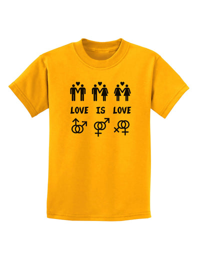 Love Is Love LGBT Marriage Equality Childrens T-Shirt-Childrens T-Shirt-TooLoud-Gold-X-Small-Davson Sales