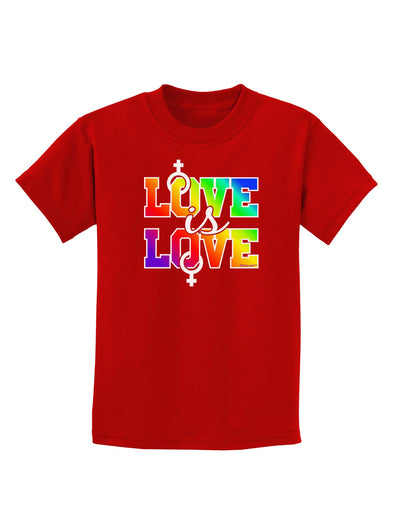 Love Is Love Lesbian Pride Childrens Dark T-Shirt-Childrens T-Shirt-TooLoud-Red-X-Small-Davson Sales