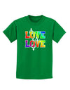 Love Is Love Lesbian Pride Childrens Dark T-Shirt-Childrens T-Shirt-TooLoud-Kelly-Green-X-Small-Davson Sales