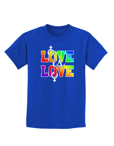 Love Is Love Lesbian Pride Childrens Dark T-Shirt-Childrens T-Shirt-TooLoud-Royal-Blue-X-Small-Davson Sales