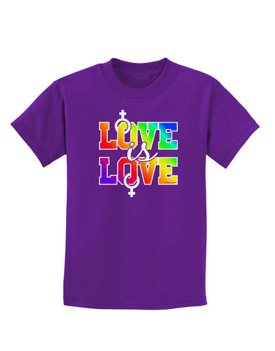 Love Is Love Lesbian Pride Childrens Dark T-Shirt-Childrens T-Shirt-TooLoud-Purple-X-Small-Davson Sales