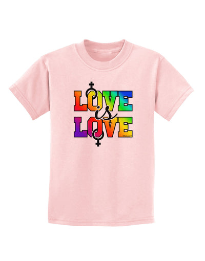 Love Is Love Lesbian Pride Childrens T-Shirt-Childrens T-Shirt-TooLoud-PalePink-X-Small-Davson Sales