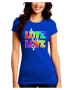 Love Is Love Lesbian Pride Juniors Petite Crew Dark T-Shirt-T-Shirts Juniors Tops-TooLoud-Royal-Blue-Juniors Fitted Small-Davson Sales