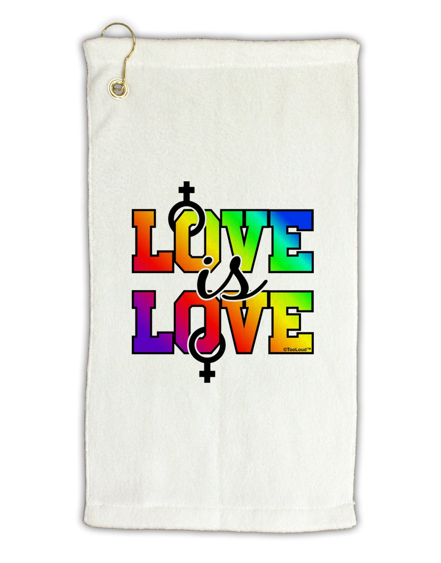 Love Is Love Lesbian Pride Micro Terry Gromet Golf Towel 16 x 25 inch-Golf Towel-TooLoud-White-Davson Sales