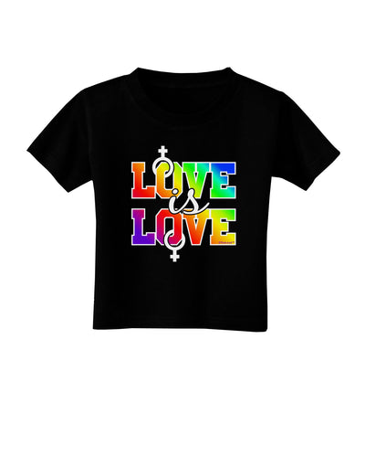 Love Is Love Lesbian Pride Toddler T-Shirt Dark-Toddler T-Shirt-TooLoud-Black-2T-Davson Sales