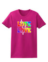 Love Is Love Lesbian Pride Womens Dark T-Shirt-Womens T-Shirt-TooLoud-Hot-Pink-Small-Davson Sales