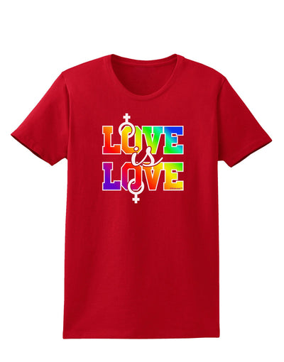 Love Is Love Lesbian Pride Womens Dark T-Shirt-Womens T-Shirt-TooLoud-Red-X-Small-Davson Sales