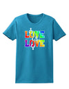 Love Is Love Lesbian Pride Womens Dark T-Shirt-Womens T-Shirt-TooLoud-Turquoise-X-Small-Davson Sales