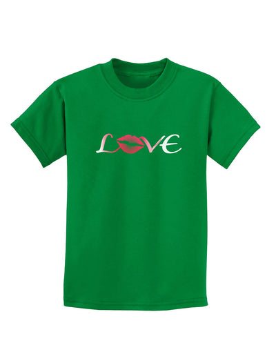Love Kiss Childrens Dark T-Shirt-Childrens T-Shirt-TooLoud-Kelly-Green-X-Small-Davson Sales