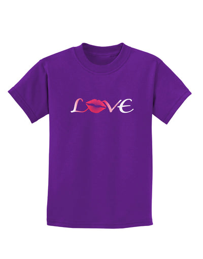Love Kiss Childrens Dark T-Shirt-Childrens T-Shirt-TooLoud-Purple-X-Small-Davson Sales