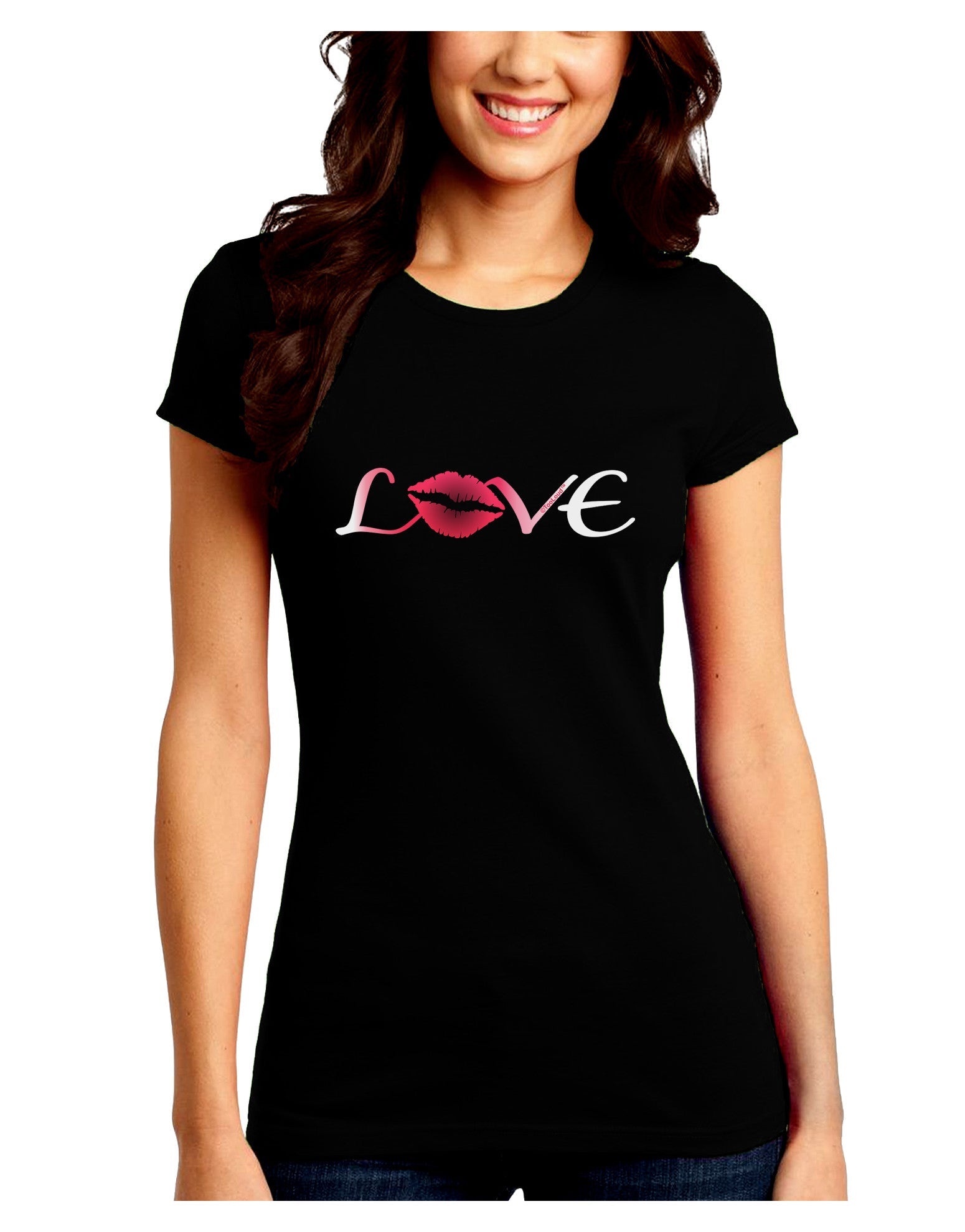 Love Kiss Juniors Petite Crew Dark T-Shirt-T-Shirts Juniors Tops-TooLoud-Black-Juniors Fitted Small-Davson Sales