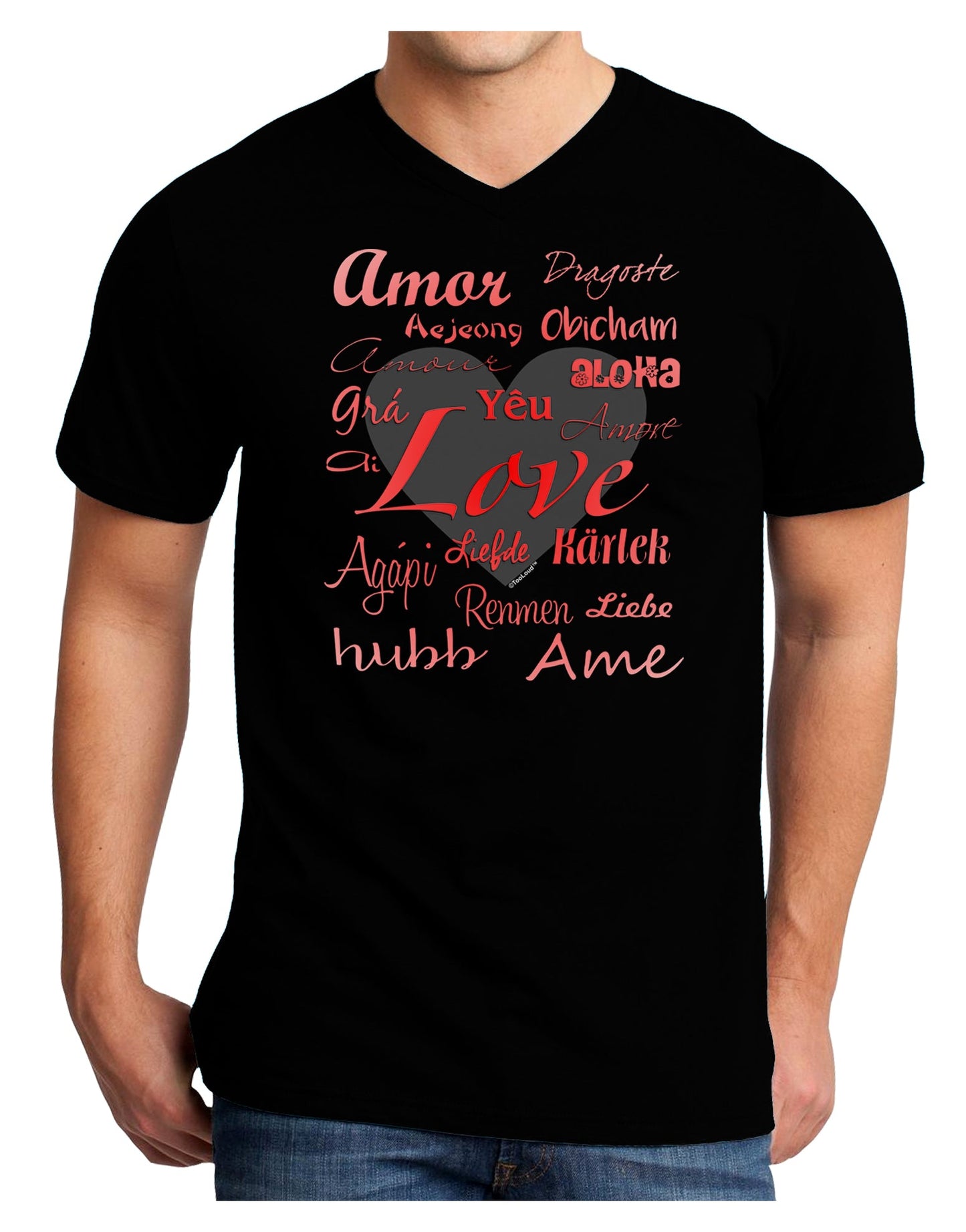 Love Languages Adult Dark V-Neck T-Shirt by TooLoud-Mens V-Neck T-Shirt-TooLoud-Black-Small-Davson Sales