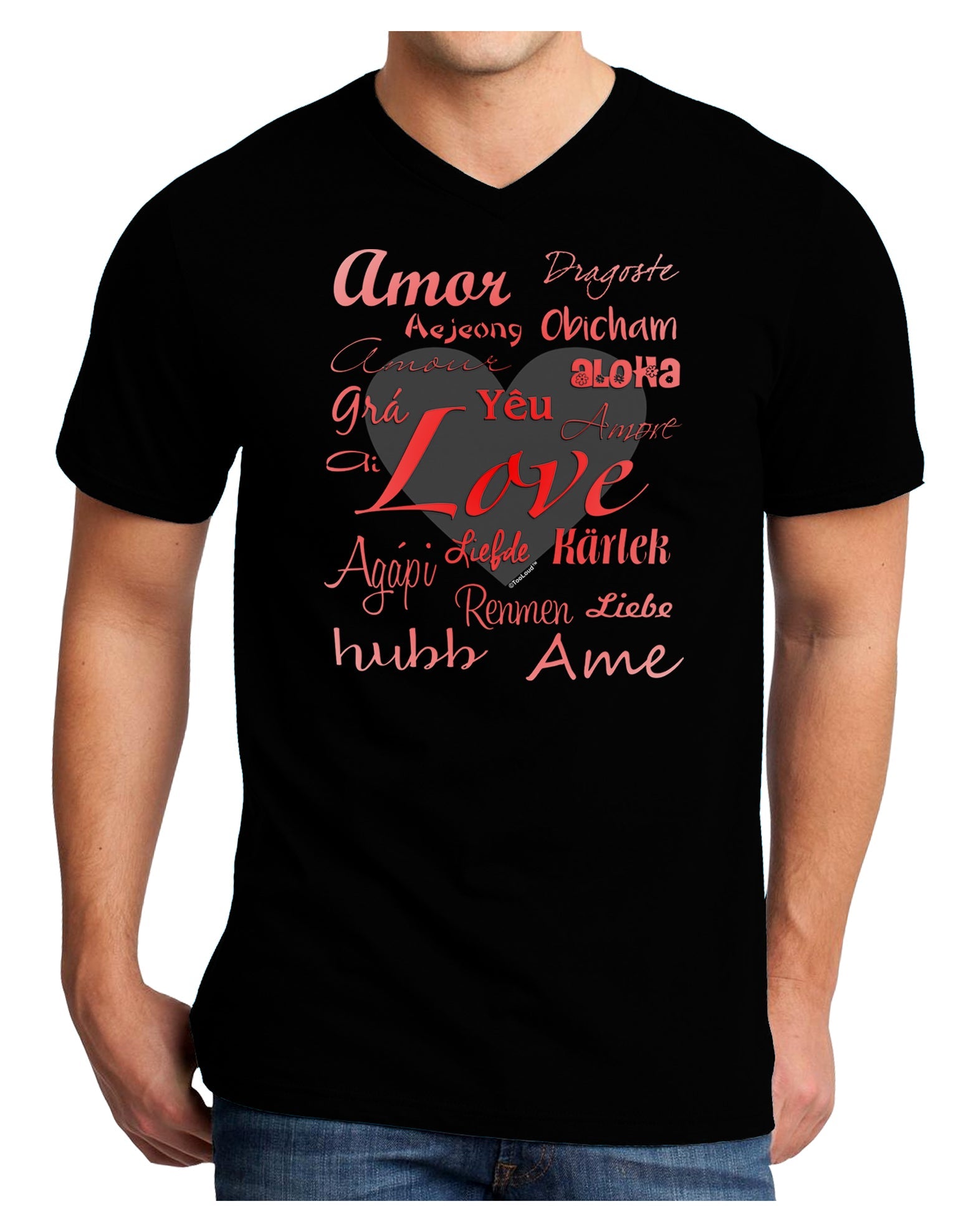 Love Languages Adult Dark V-Neck T-Shirt by TooLoud-Mens V-Neck T-Shirt-TooLoud-Black-Small-Davson Sales