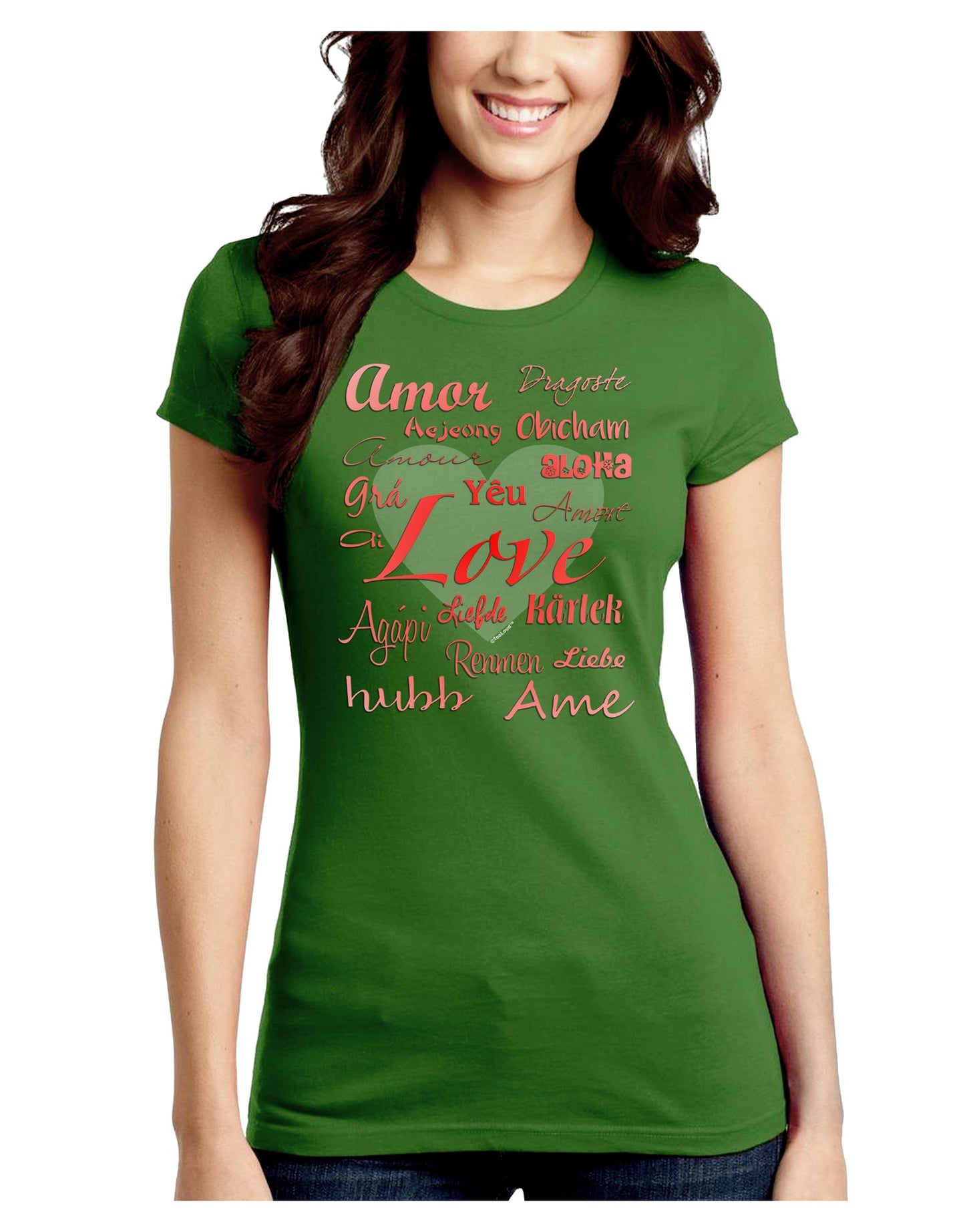 Love Languages Juniors Petite Crew Dark T-Shirt by TooLoud-T-Shirts Juniors Tops-TooLoud-Kiwi-Green-Juniors Fitted X-Small-Davson Sales