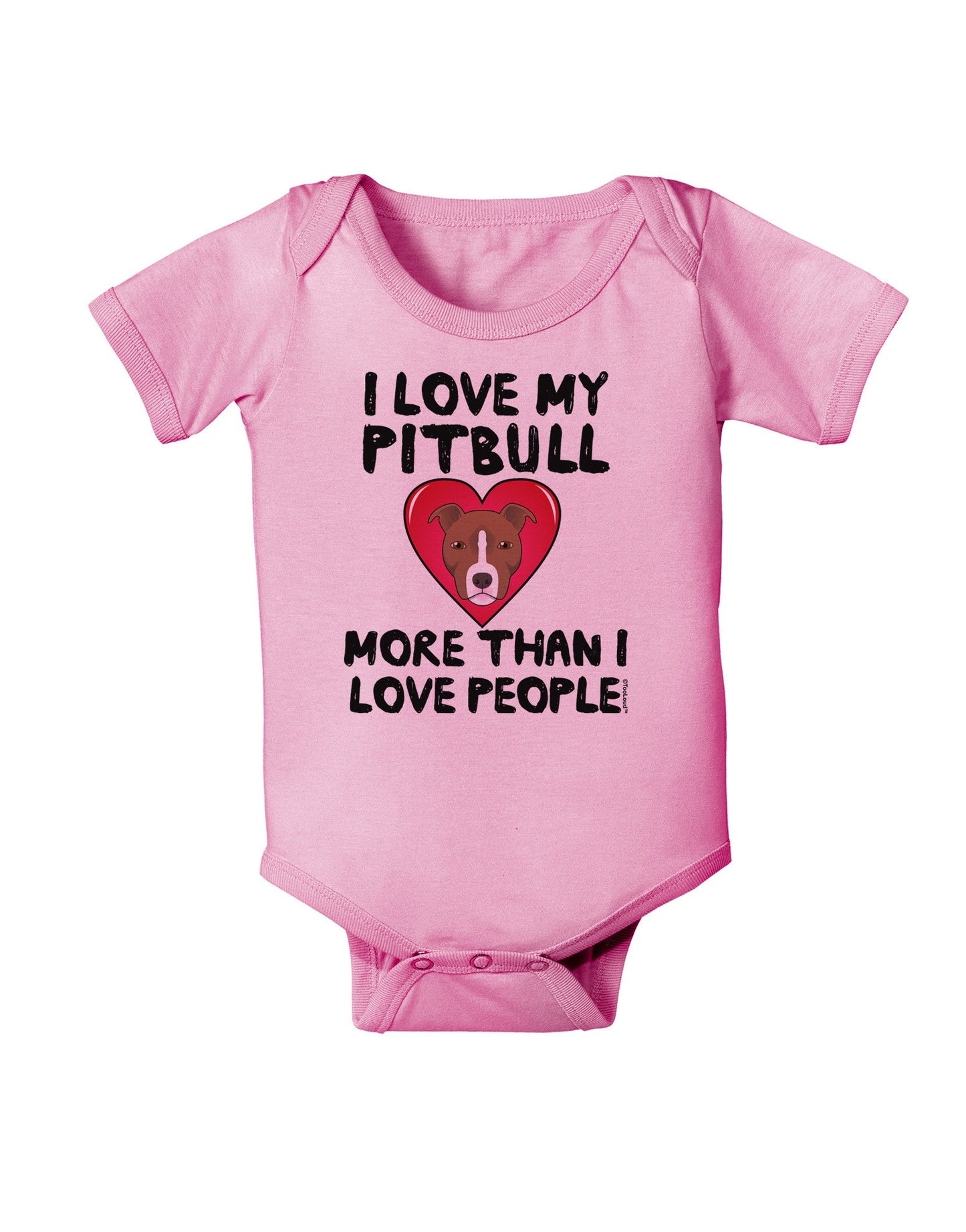 Love Pitbull More Than People Baby Romper Bodysuit-Baby Romper-TooLoud-Pink-06-Months-Davson Sales