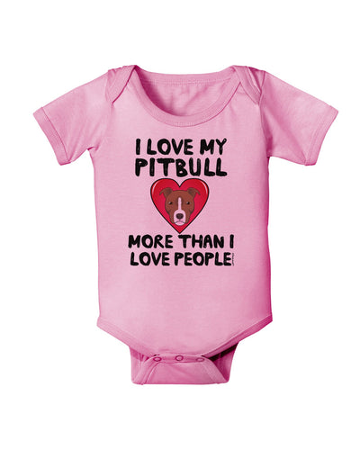 Love Pitbull More Than People Baby Romper Bodysuit-Baby Romper-TooLoud-Pink-06-Months-Davson Sales