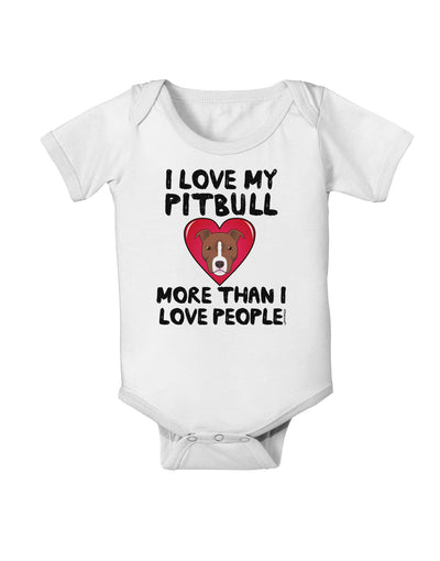 Love Pitbull More Than People Baby Romper Bodysuit-Baby Romper-TooLoud-White-06-Months-Davson Sales