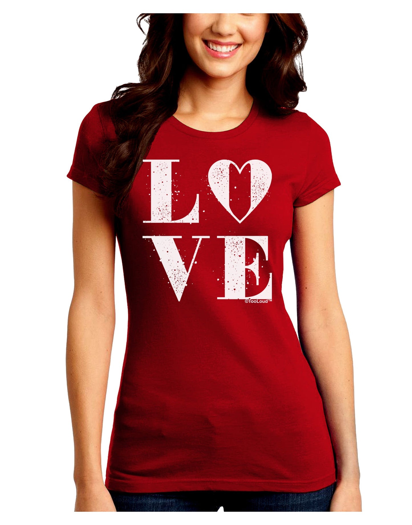 Love Splatter Juniors Petite Crew Dark T-Shirt-T-Shirts Juniors Tops-TooLoud-Red-Juniors Fitted Small-Davson Sales